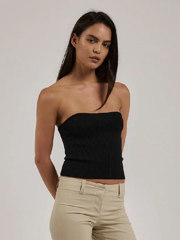 Nisha Knit Tube Top - Black