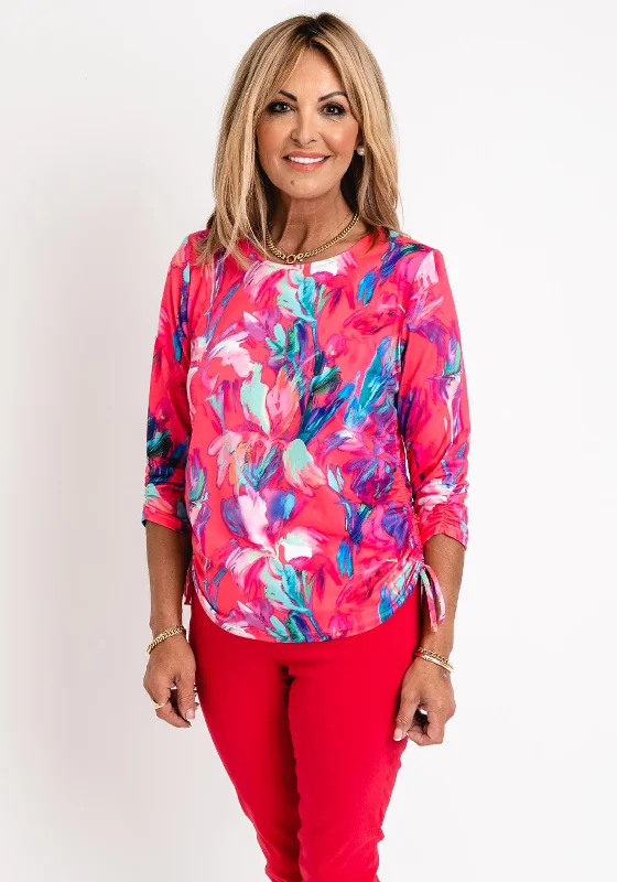 Leon Collection Watercolour Print Top, Pink Multi