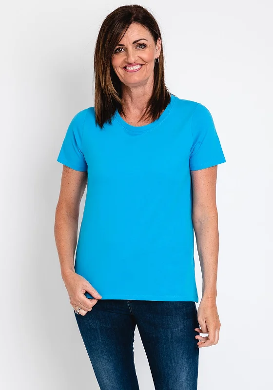 Fransa Round Neck T-Shirt, Blue