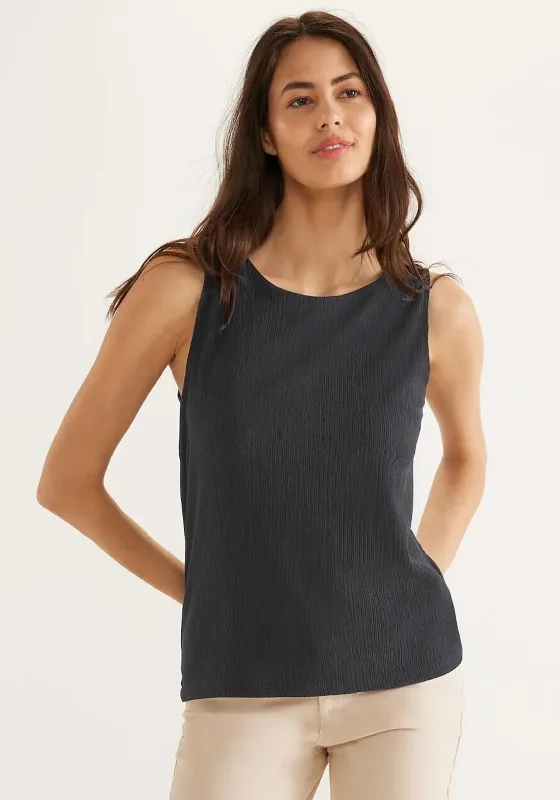 Street One Ribbed Sleeveless Top, Black