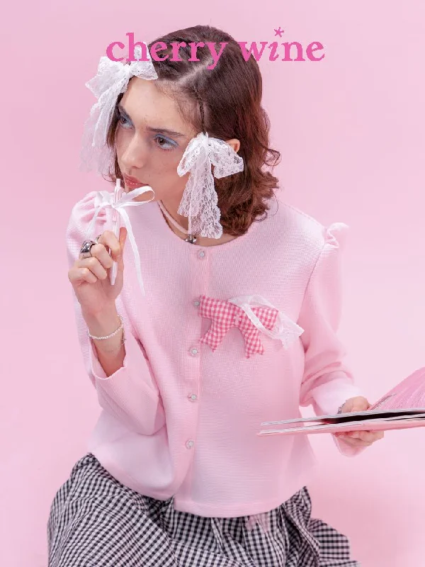 Baby Pink Waffle Loose Long Sleeve Jacket [S0000009329]