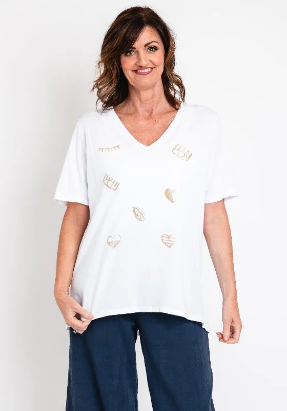 The Serafina Collection One Size Oversized Graphic T-Shirt, White