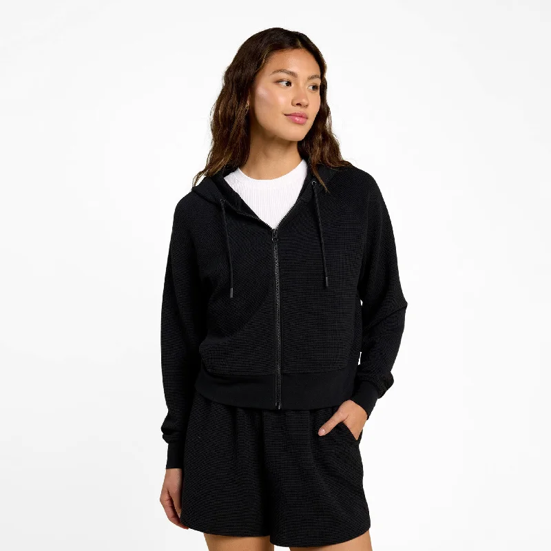 Sporty Waffle Zip Up | Black