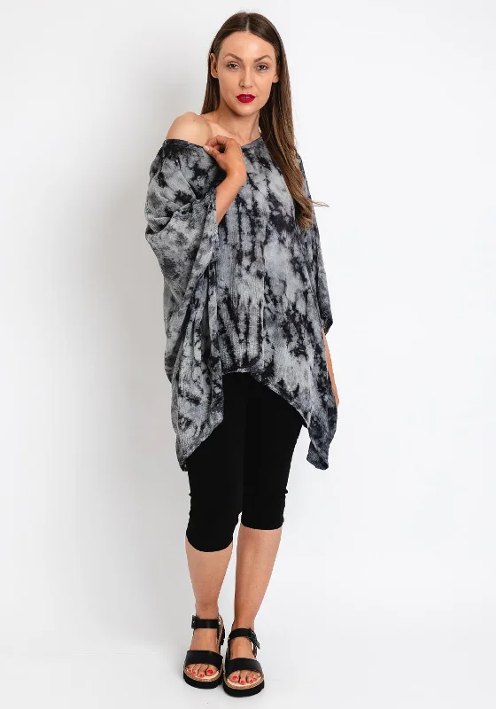 One Life Name It Jane One Size Poncho Top, Washed Black