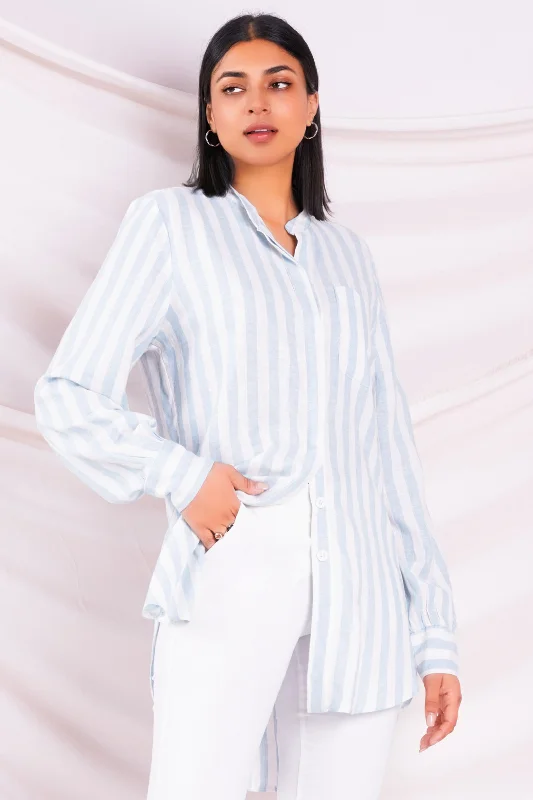 White & Blue Stripe Shirt