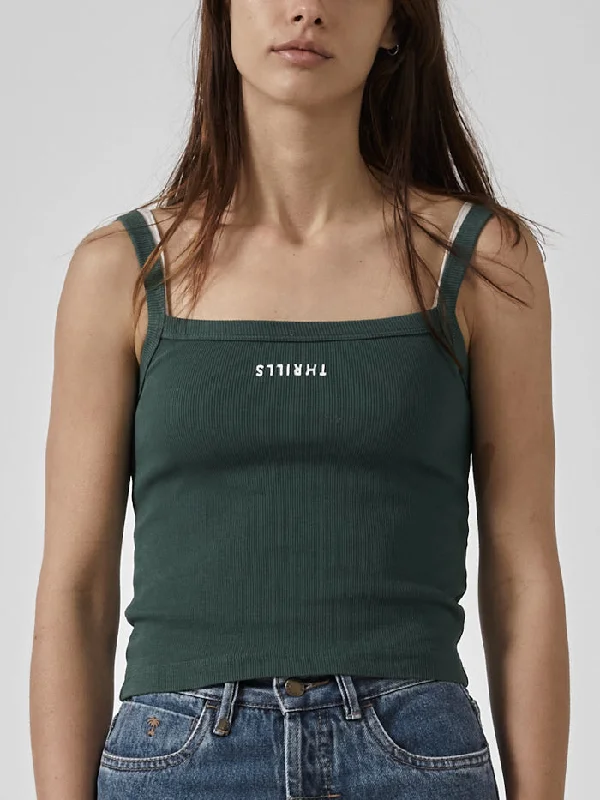 Minimal Thrills Rib Singlet - Mallard Green