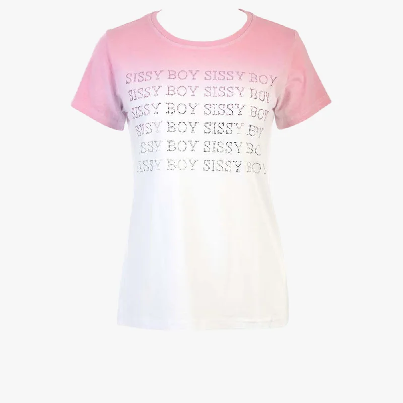 Sissy Boy Regular Fit Tie Dye Short Sleeve Tops Bling Logo Pink White