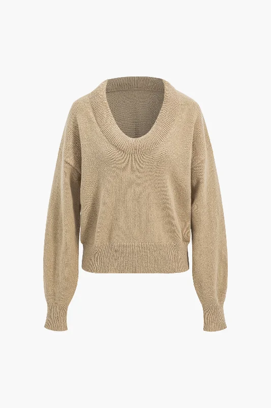 Sweater V-Neck Long-Sleeve Top