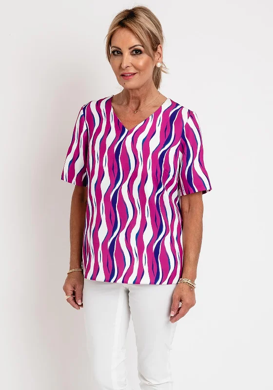 Avalon V-Neck Zebra Print Top, Magenta