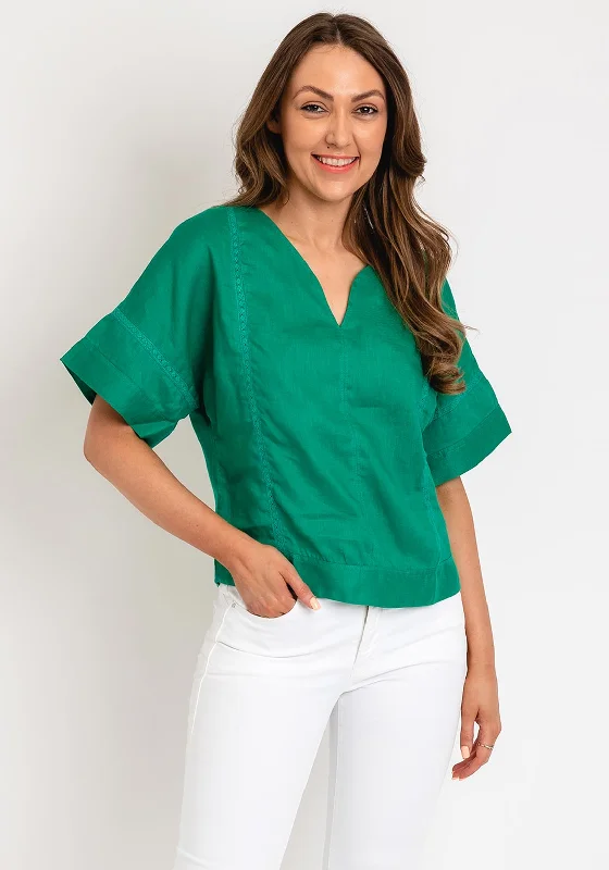 Serafina Collection Linen Top, Green