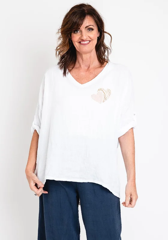 The Serafina Collection One Size Oversized Graphic Top, White