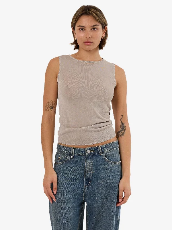 Anais Knit Tank - Oyster Grey