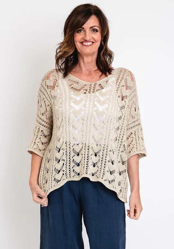 The Serafina Collection One Size Crochet Top, Gold