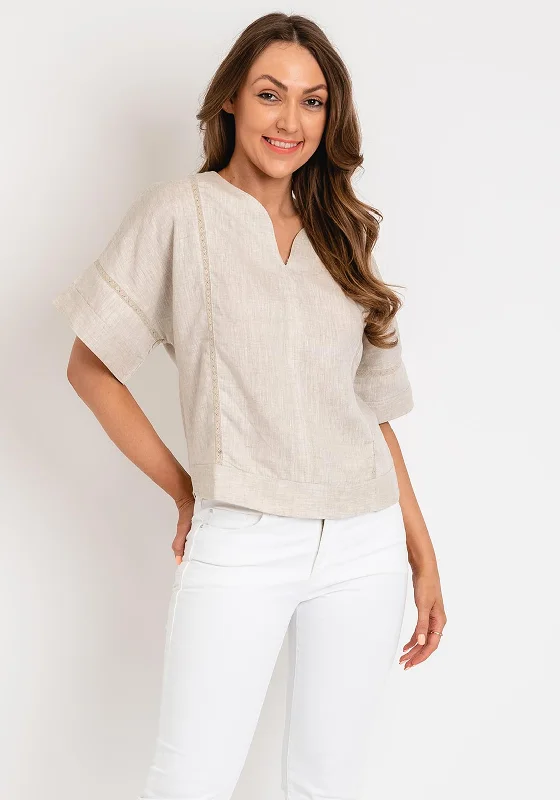 The Serafina Collection Linen Top, Beige