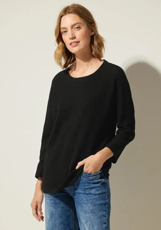 Street One Textured Round Neck Top, Black