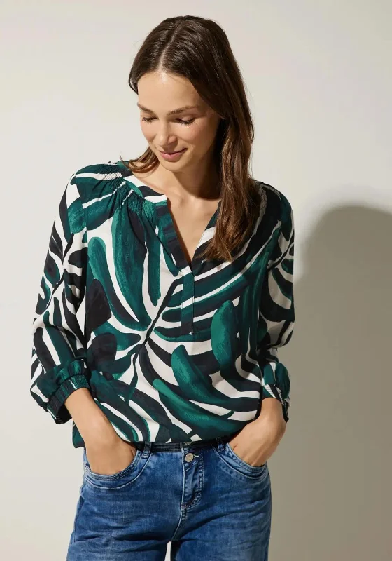 Street One Tunic Blouse In Leaf Print, Lagoon Green