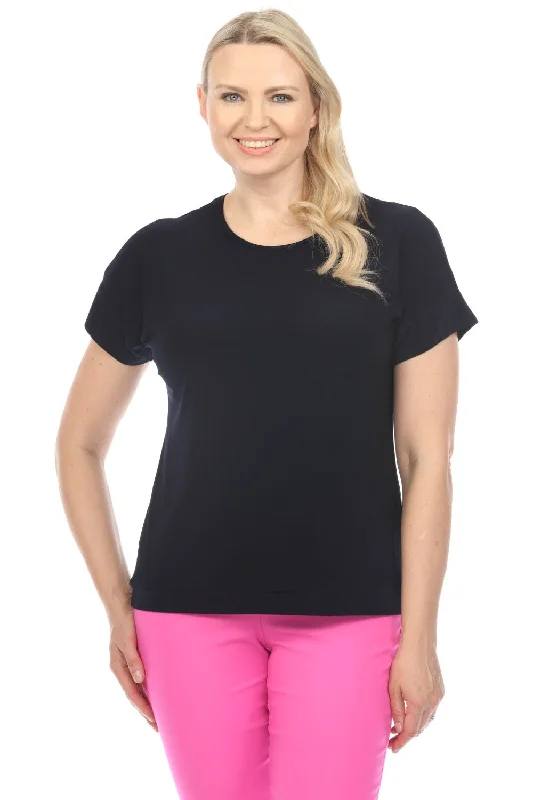 Joseph Ribkoff Midnight Blue Round Neck Short Sleeve Basic T-Shirt Top 241297