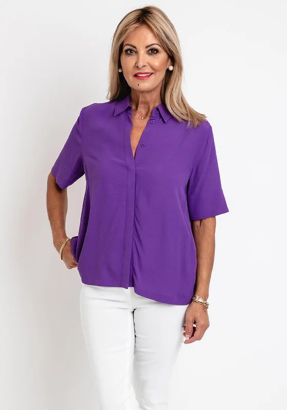 Gerry Weber Lightweight Relaxed Button Up Top, Purple