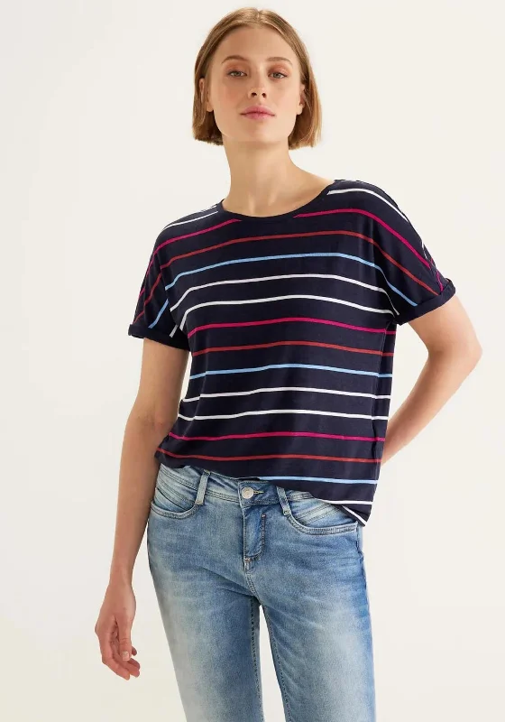 Street One Striped Pattern T-Shirt, Navy