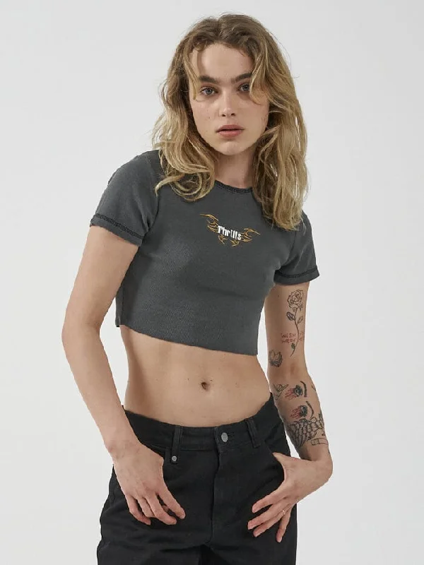 Thrills Golden Wings Baby Crop Tee - Merch Black