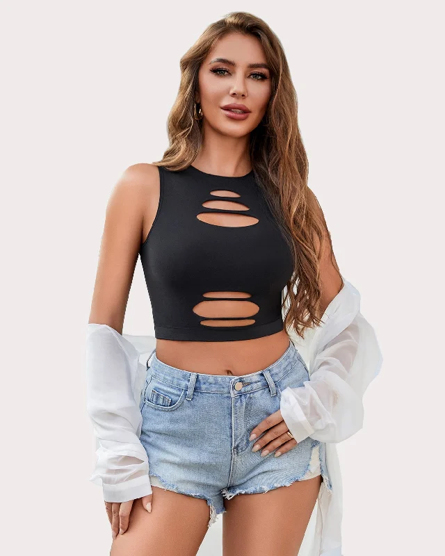 Fishnet Top Cut Out Crop Tank Top