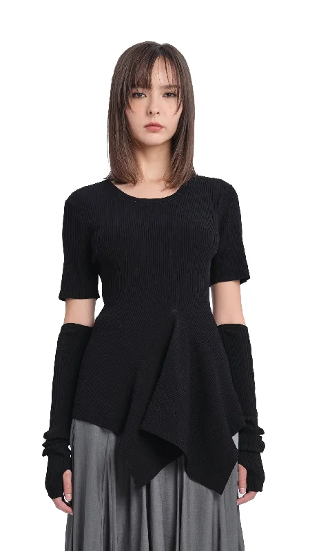 Knit Top with Asymmetrical Hem