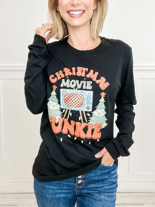 Christmas Movie Junkie Long Sleeve Graphic Tee