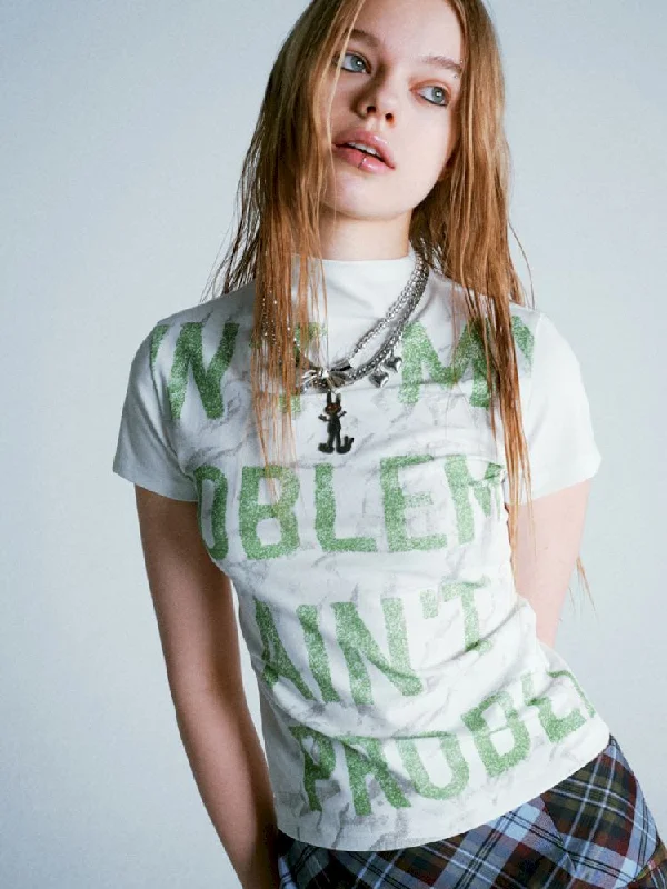 Motred Green Alphabet All Over Stretch T-Shirt [S0000009279]