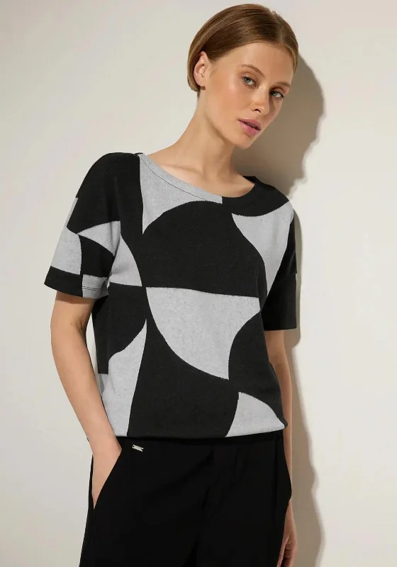 Street One Two Tone Print Top, Black & Grey