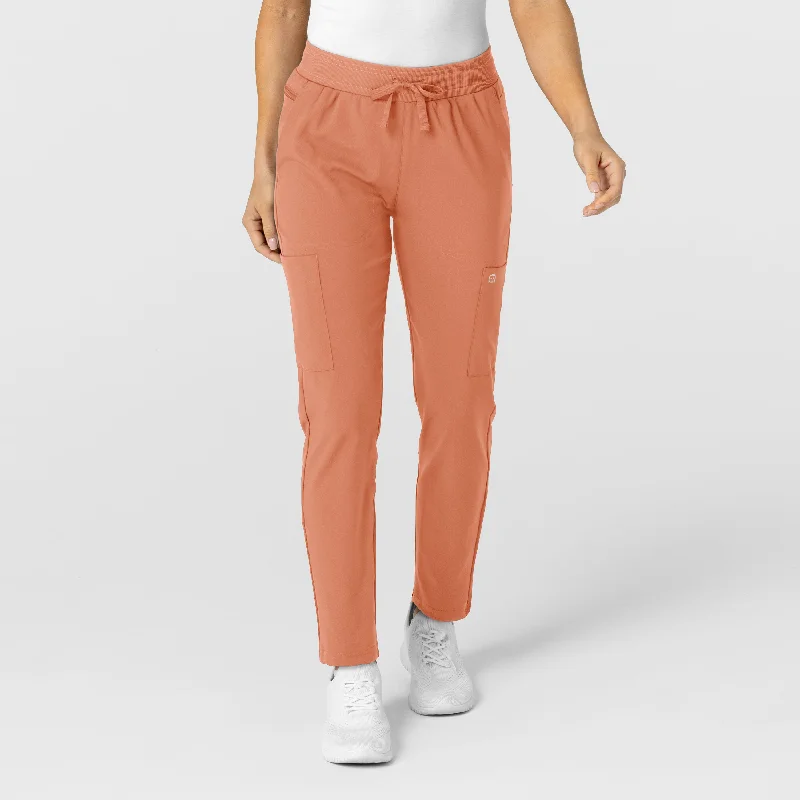 W123 Women's Flex-n-Reach Track Scrub Pant - Terracotta